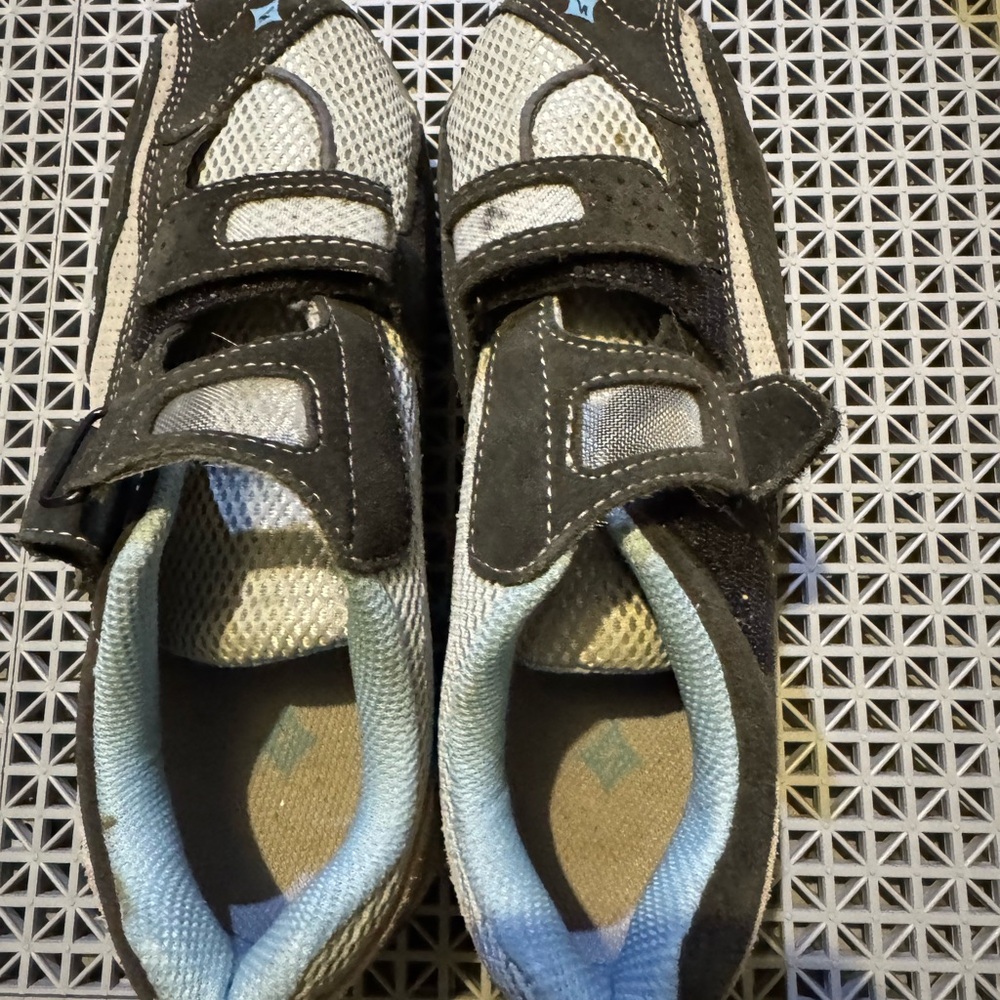 Women’s Black and Blue Velcro Biking Shoes